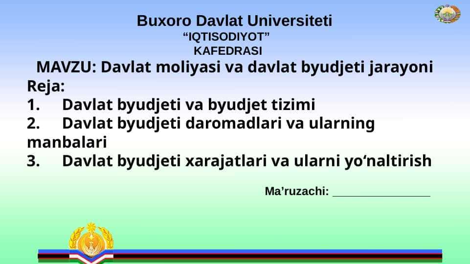 Davlat moliyasi va davlat byudjeti jarayoni