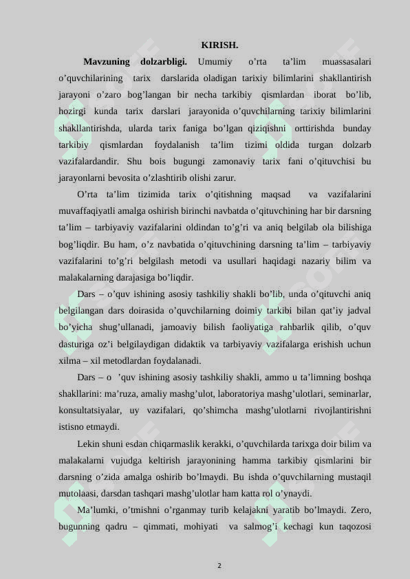 TARIXIY TUSHUNCHALARNI SHAKLLANTIRISHNING USLUBIY SHARTLARI. 2