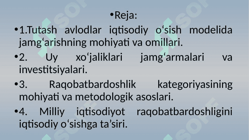 TUTASH-AVLODLAR IQTISODIY  0 ‘SISH MODELI. 2