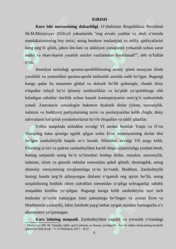 ZARDUSHTIYLIK DINI VA UNING BOSHQA DINLARGA TA’SIRI 2