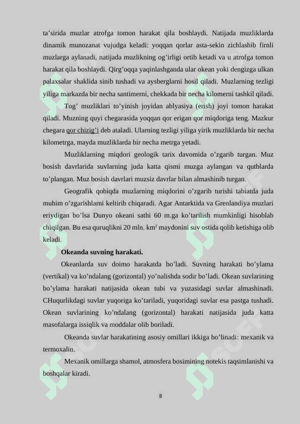 Suvning okeandagi harakati va muvozanatni saqlash 8