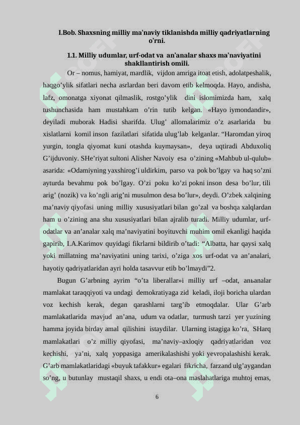 SHAXS DUNYOQARASHINING SHAKLLANISHIDA MILLIY QADRIYATLARNING O’RNI 6