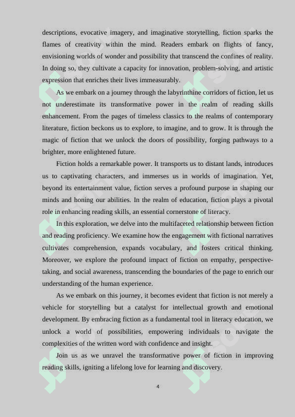 THE ROLE OF FICTION IN IMPROVING READING SKILLS 3