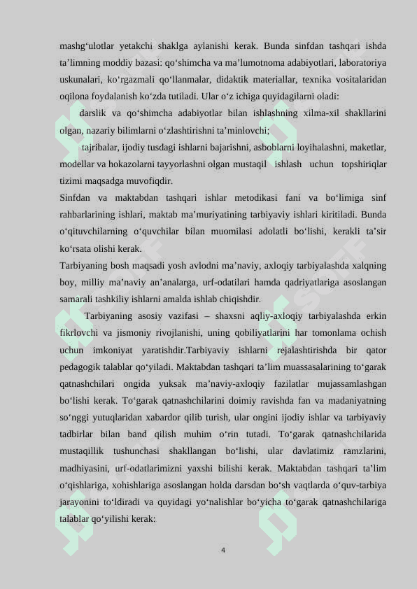 BOSHLANG`ICH SINFLARDA TARBIYAVIY ISHLARNI TASHKIL QILISH METODIKASI 3