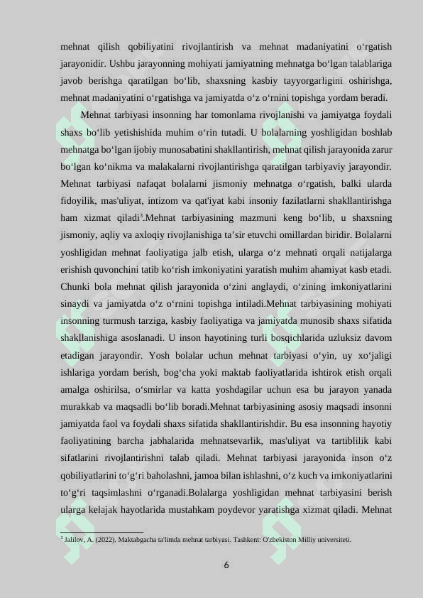 MEHNAT TARBIYASINING NAZARIY ASOSLARI VA MAKTABGACHA TA'LIM TASHKILOTLARIDA MEHNAT TARBIYASINING MAZMUNI 6