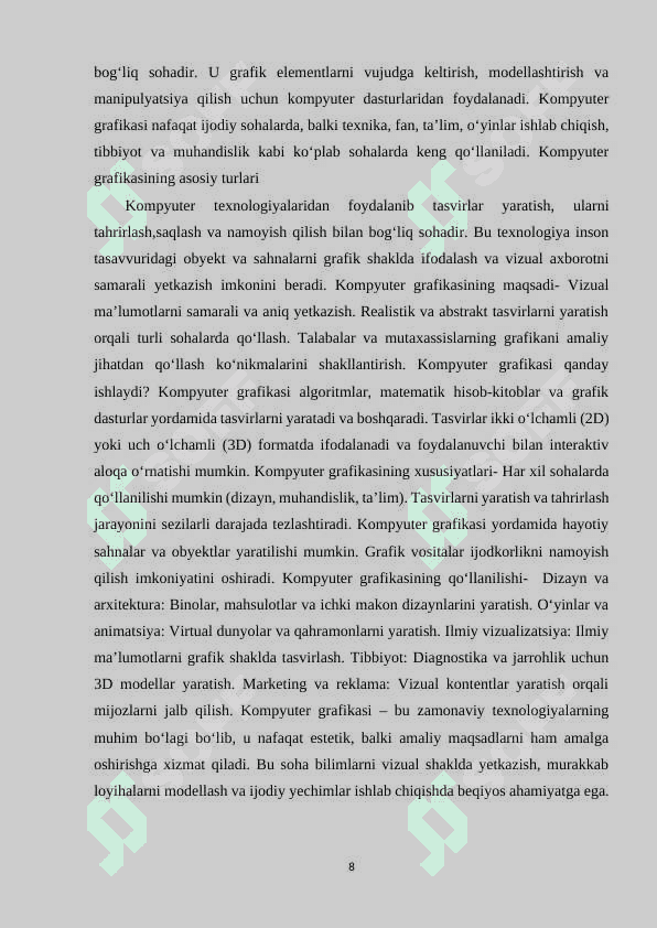 Kompyuter grafikasi va uning o`qitish metodikasi 8