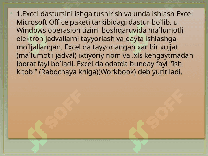 Excel elektron jadvallar bilan ishlash 3