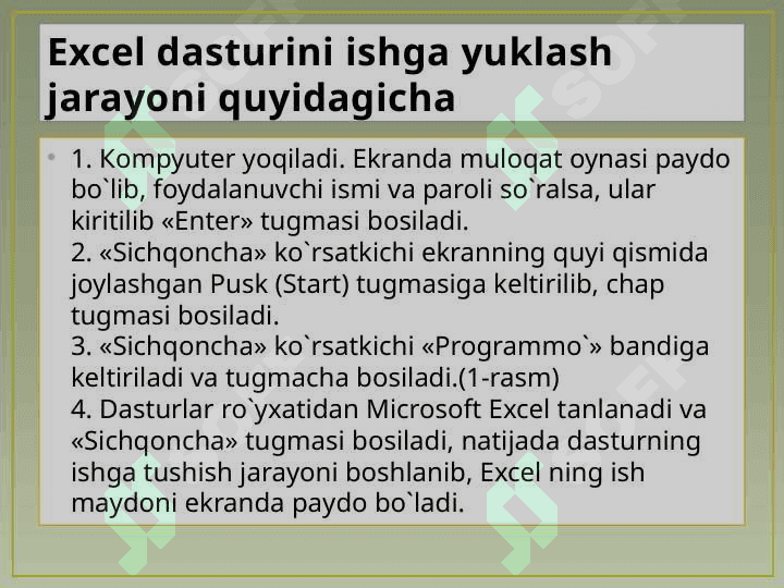 Excel elektron jadvallar bilan ishlash 4