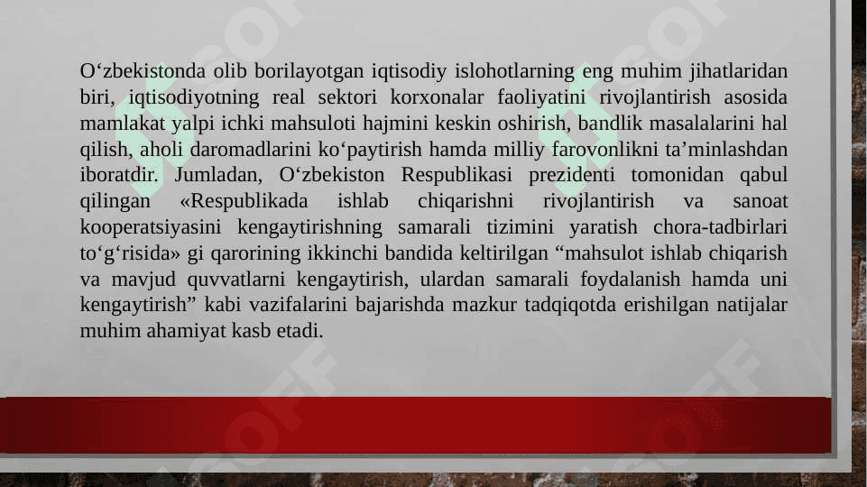 Korxonaning operatsion faoliyatini tahlili 6