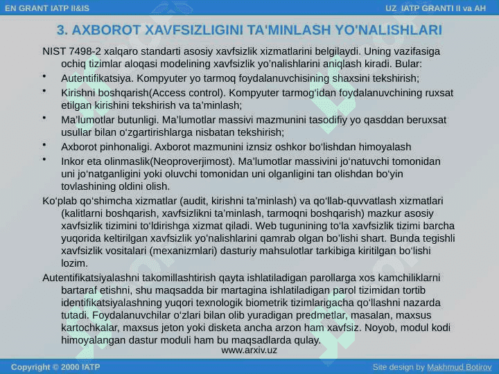 internet tarmog'ida axborot himoyasi 6