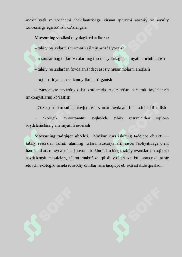 Tabiiy resurslar va ulardan oqilona foydalanish 5