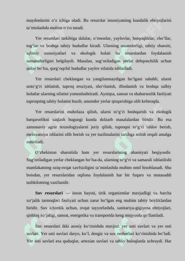 Tabiiy resurslar va ulardan oqilona foydalanish 7