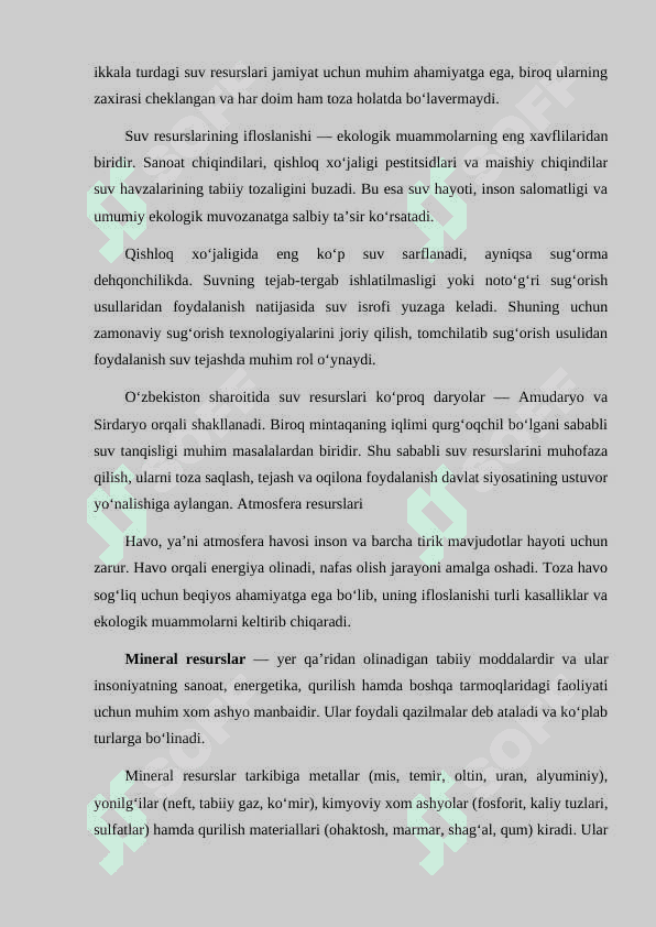 Tabiiy resurslar va ulardan oqilona foydalanish 8