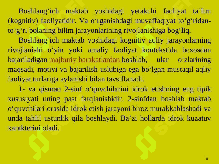 Ta’lim jarayonida o‘quvchilarda  kognitivlikni shakllantirish. 8