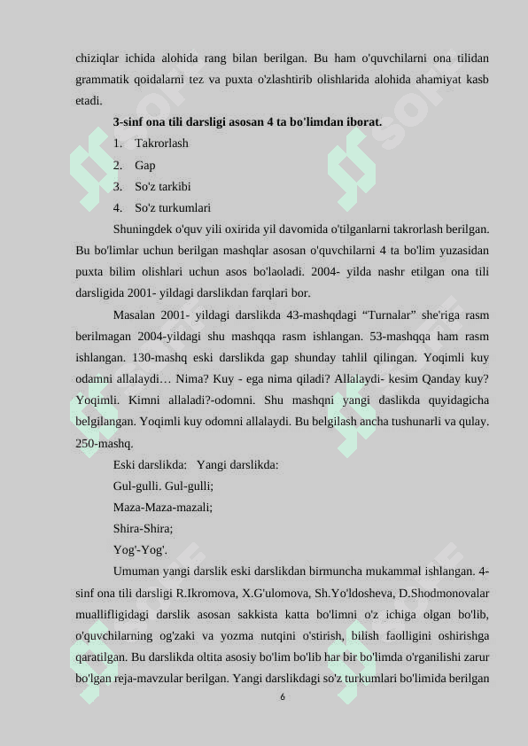 1-4 sinf ona tili darslari o’qitishini kitobini tahlil qilish 6