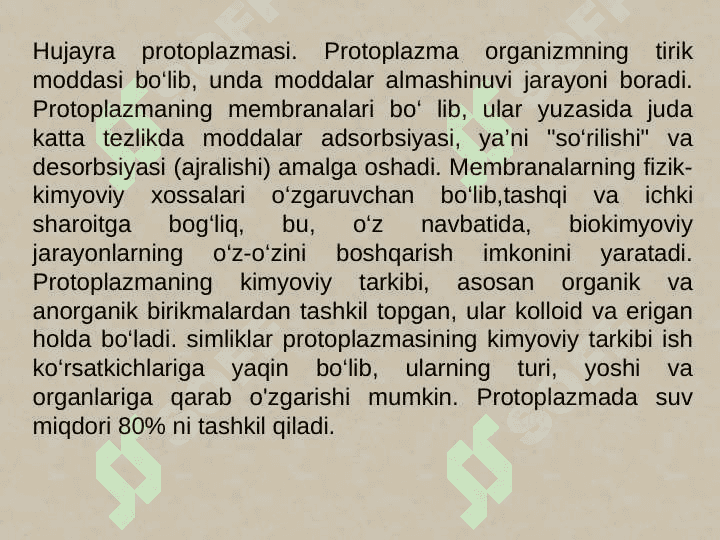 O’simliklar fiziologiyasi 2- mavzu 6