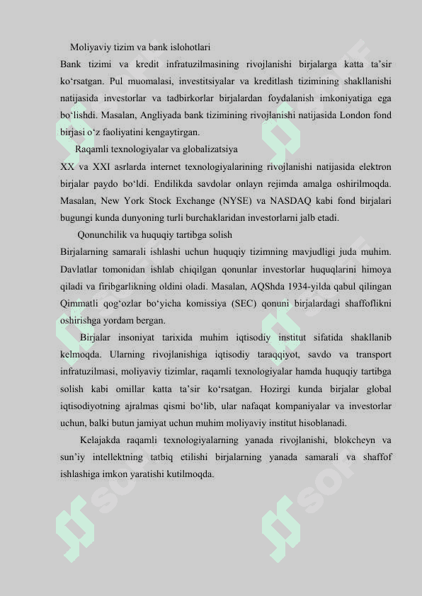 Birjalar bo'yichja 10 ta savolga javob 3