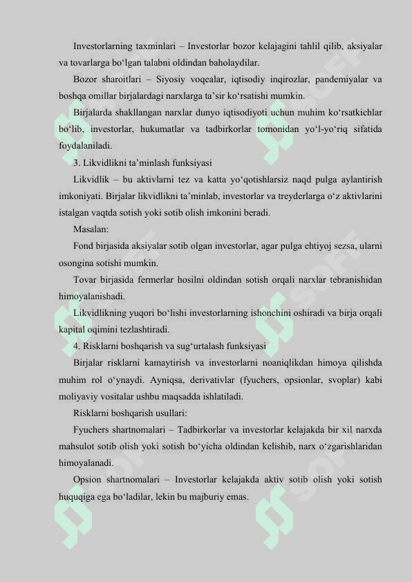 Birjalar bo'yichja 10 ta savolga javob 8