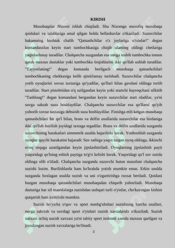 MUSOBAQALARGA TAYYORLASH VA TANLASH 2