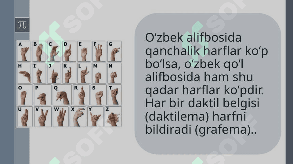 Daktil, imo-ishora nutqining mohiyati va uning og’zaki so’zlashuv va yozma nutqqa nisbatan xususiyatlari 3