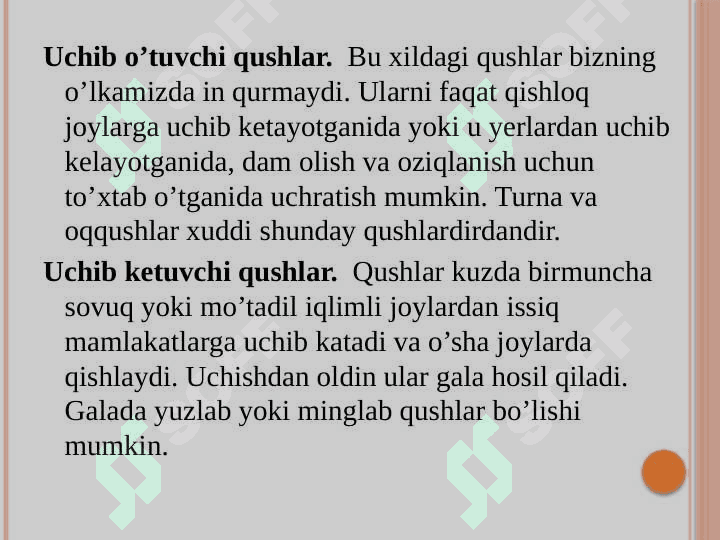 O’troq qushlar va ularning ekologiyasi 3