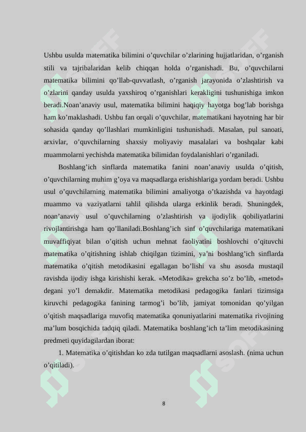 BOSHLANG’ICH SINFLARDA MATEMATIKA FANINI NOAN’ANAVIY USULDA O’QITISH 7