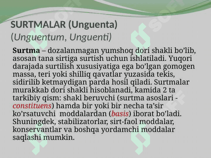 Yumshoq dori vositalari (sirtga qo'llash uchun dori vositalari) 3