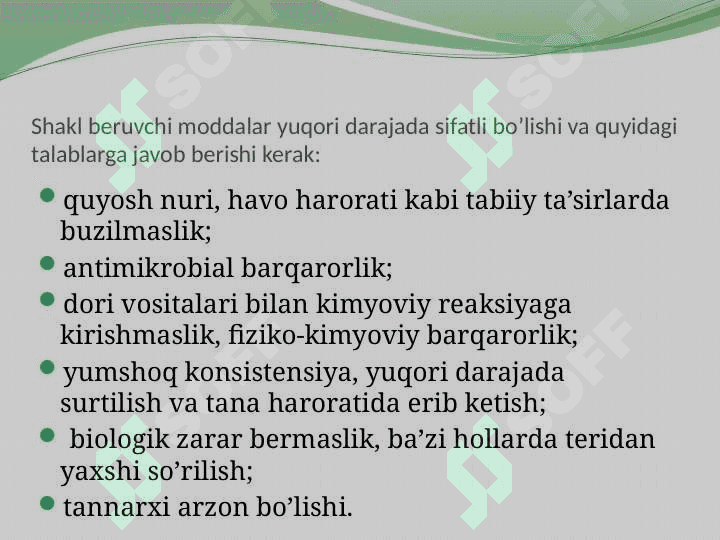 Yumshoq dori vositalari (sirtga qo'llash uchun dori vositalari) 4