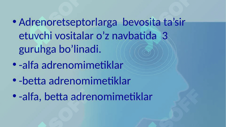 Adrenoretseptorlarni qo’zg’atuvchi vositalar (adrenomimetiklar) 3