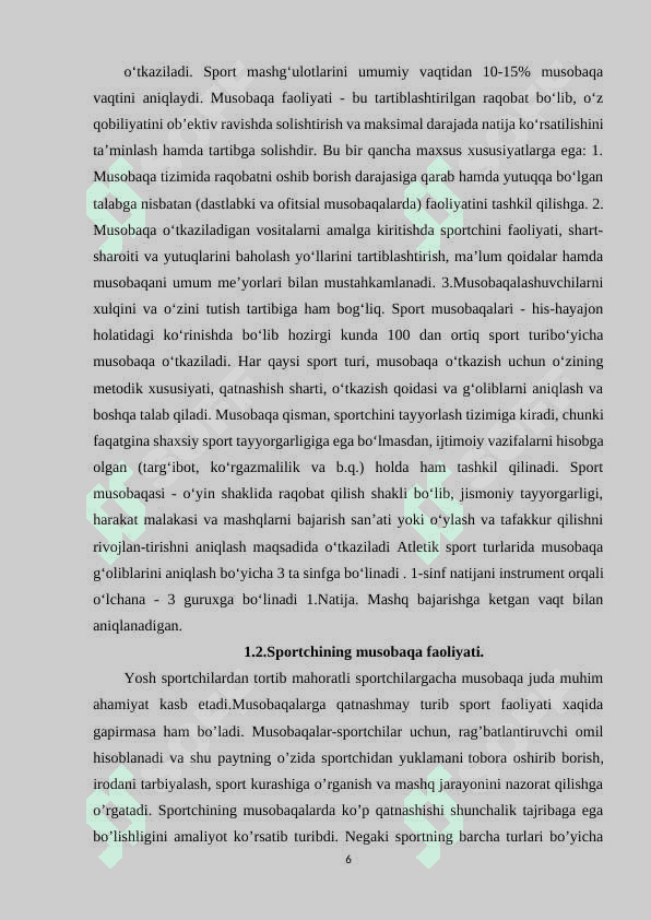 MUSOBAQALARGA TAYYORLASH VA TANLASH 6