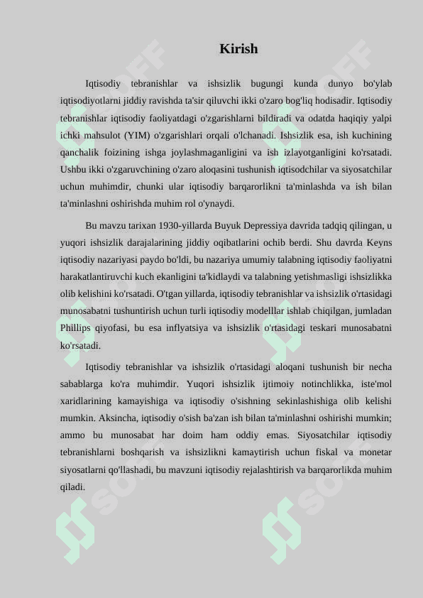 Iqtisodiy tebranishlar ishsizlik 2