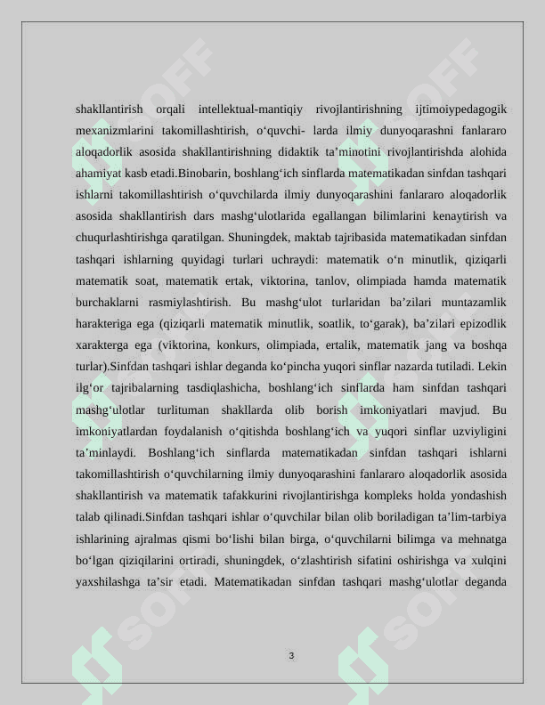 BOSHLNG'ICH SINFLARDA MATEMATIK TO'GARAKLARNI TASHKIL QILISH 3