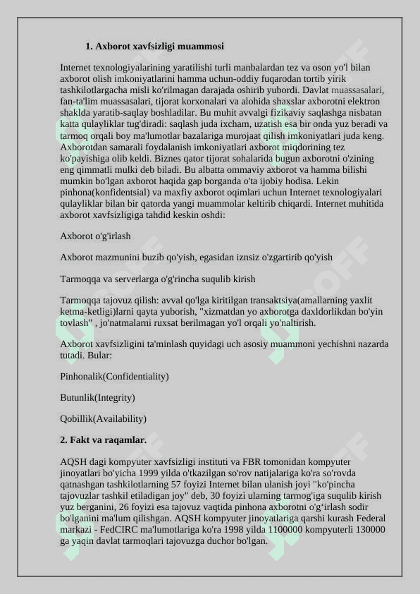 Axborotlarni himoya qilish usullari 2