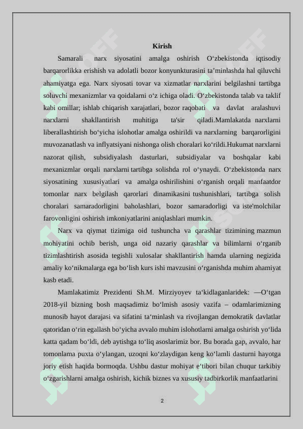 Narx siyosati 2