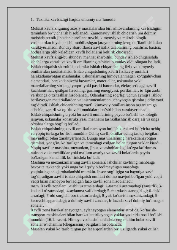 Mashina va mexanizmlar uchun texnika xavfsizligi talablari kelti 2
