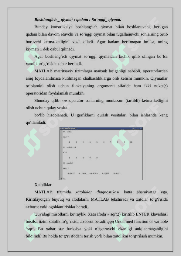 Matlab dasturida ikki o'lchamli grafik modellar qurish 3
