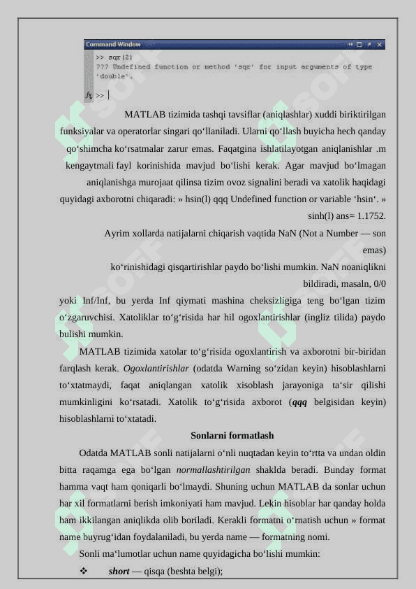 Matlab dasturida ikki o'lchamli grafik modellar qurish 4