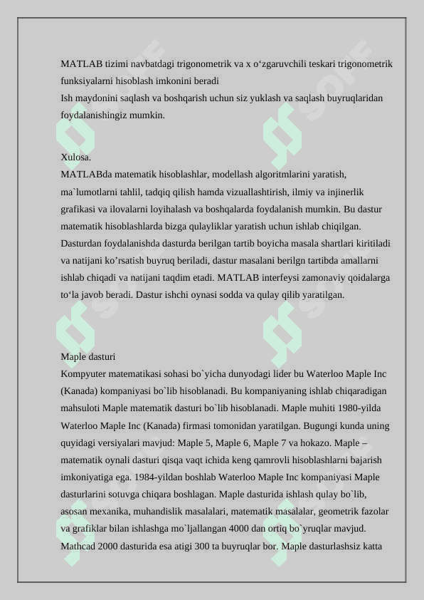 Matlab dasturida ishlash 4