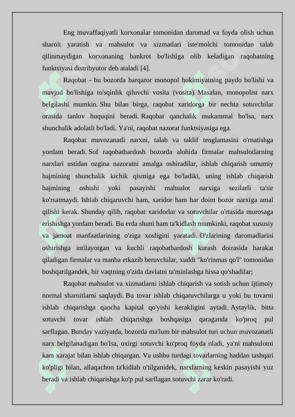 Raqobatning asosiy shakllari va usullari. 7