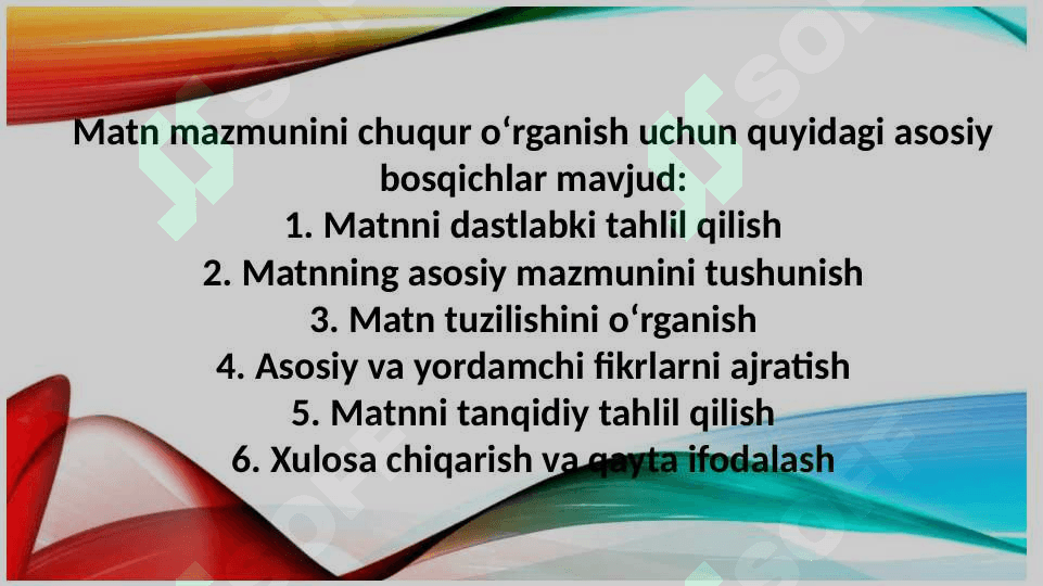 Matn mazmuni ustida ishlash 3