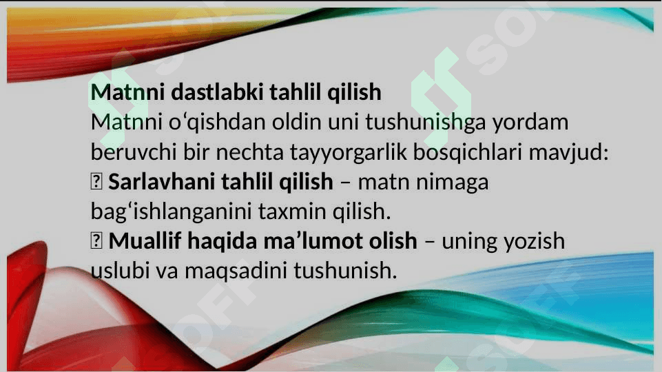 Matn mazmuni ustida ishlash 4