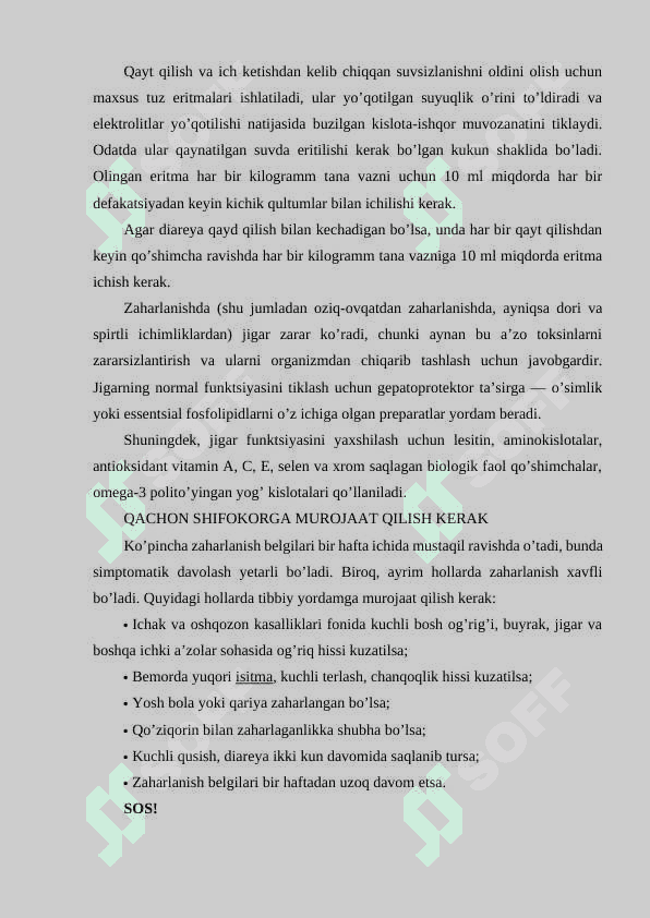 OVQATDAN ZAHARLANISHNI TEKSHIRISH TARTIBI 5