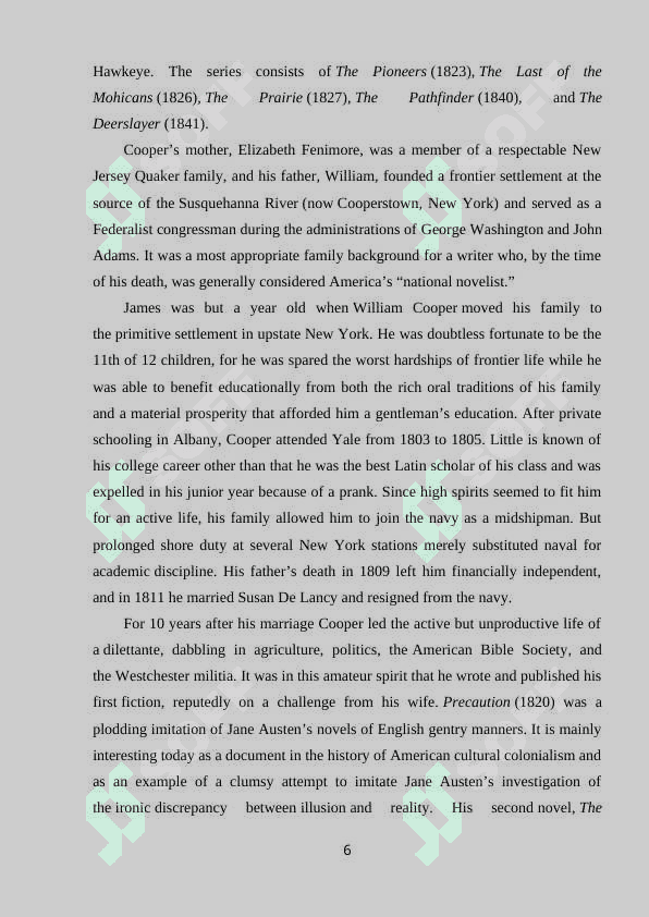 F. COOPER'S WORKS F. COOPER'S SOCIAL NOVELS OF THE 40S AND 50S 6