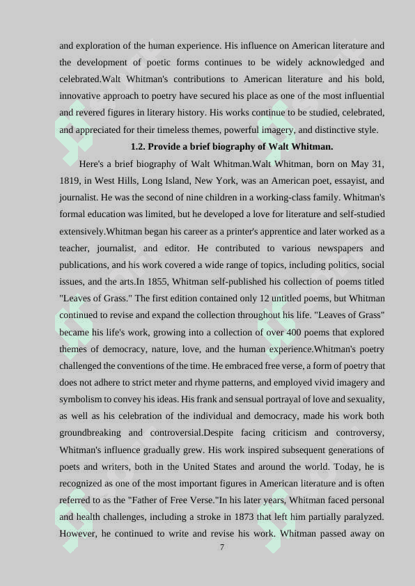 THE MAIN THEMES AND ARTISTIC FORMS OF WALT  WHITMAN'S WORK 6