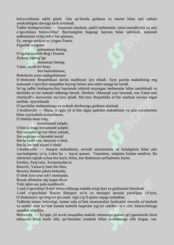 So'nggi qo'ng'iroq” tadbiri senariysi 2