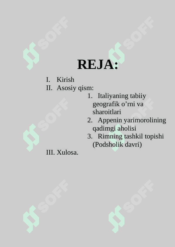 Qadimgi Rim tarixiga kirish 2