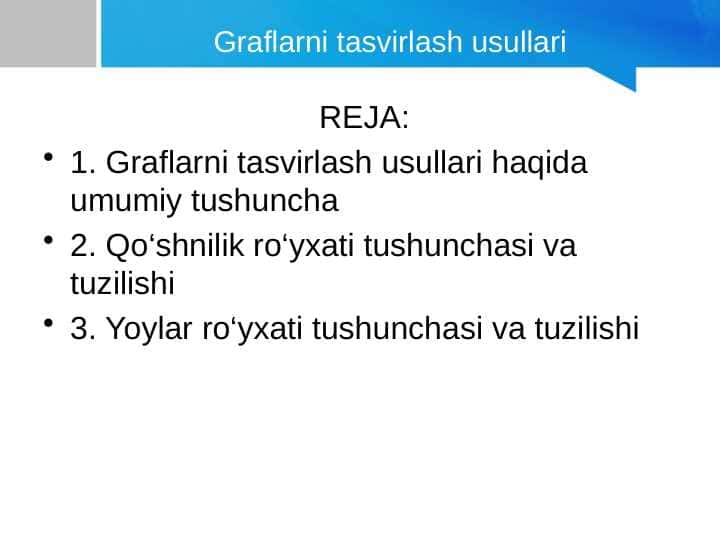 grafning tasvirlash usullari
