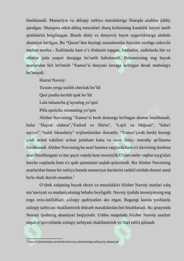 Axloqiy tarbiya jarayonida Alisher Navoiy merosidan foydalanish 5