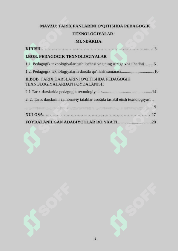 Tarix fanlarini o'qitishda pedagogik texnologiyalar 2