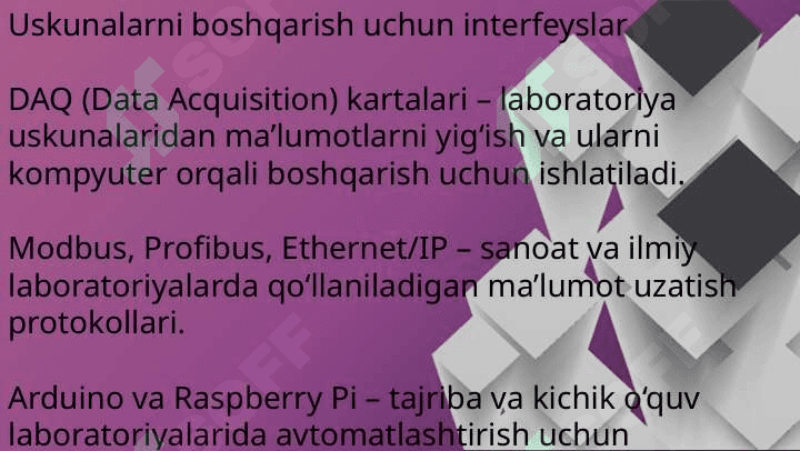 O‘quv laboratoriyasiga o‘rnatilgan uskunalarni kompyuter yordamida boshqarish 6